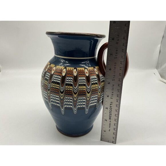 Bulgarian Troyan Pottery Pitcher or Jug w/Peacock Eye Pattern Red Ware Drinkware - Picture 16 of 16